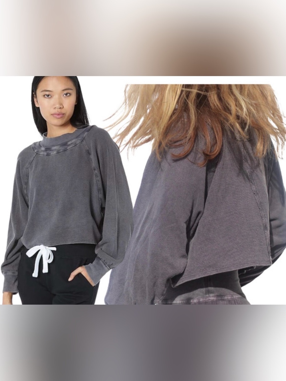 Free people fun times turtle thermal cropped long sleeve size smal